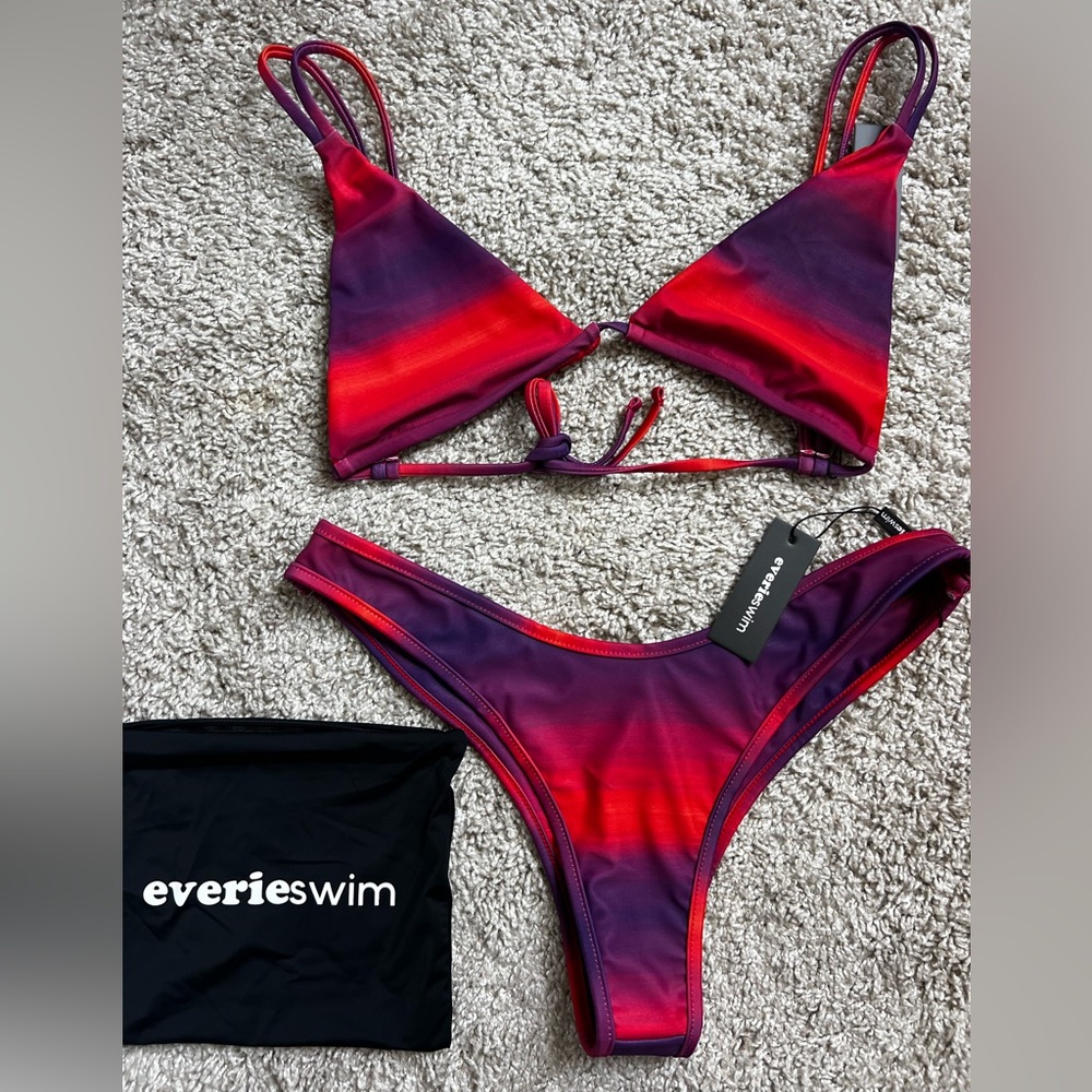 Everiswim Bikini Sunset Red and Purple Bikini Set